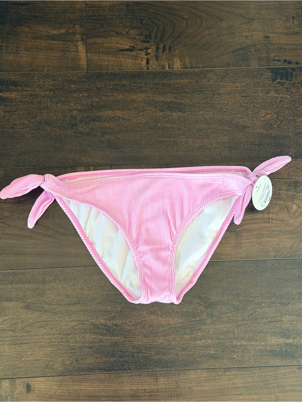 NWT Decree Light Pink Textured Ribbed Side Tie Bikini Bottoms